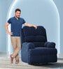 Luxe Velvet 1 Seater Motorized Recliner In Blue Colour With Revolving