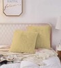 Gold Shaggy Fur Polyester Cushion Covers 16x16 Inch Pack of 2