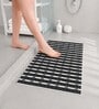 Black Slatted Pattern Rubber 38x70 cm Shower Mat