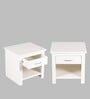 Luxnest Bedside Table Set Of 2 In White Enamel Finish