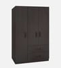 Luxuria 3 Door Wardrobe with 2 Drawers in Antique Ebony Finish