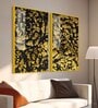 Luxurious Abstract Golden Textural Art Acrylic Framed Art Panel (Set Of 2)