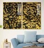Luxurious Abstract Golden Textural Art Acrylic Framed Art Panel (Set Of 2)
