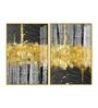 Luxurious Golden Textured Shapes Acrylic Framed Art Panel (Set Of 2)