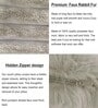Taupe Stripe Rabbit Fur Cushion Covers 16x16 Inch Pack of 2