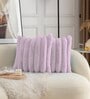 Mavye Stripe Rabbit Fur Cushion Covers 16x16 Inch Pack of 2