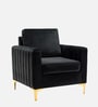 Luxurious Velvet Fabric Lounge Chair In Black Colour