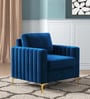 Luxurious Velvet Fabric Lounge Chair In Blue Colour