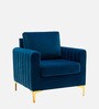 Luxurious Velvet Fabric Lounge Chair In Blue Colour