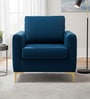 Luxurious Velvet Fabric Lounge Chair In Blue Colour