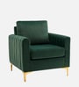 Luxurious Velvet Fabric Lounge Chair In Green Colour