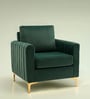 Luxurious Velvet Fabric Lounge Chair In Green Colour