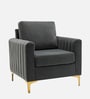 Luxurious Velvet Fabric Lounge Chair In Grey Colour