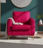 Luxurious Velvet Fabric Lounge Chair In Hot Pink Colour