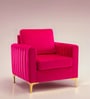 Luxurious Velvet Fabric Lounge Chair In Hot Pink Colour