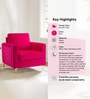 Luxurious Velvet Fabric Lounge Chair In Hot Pink Colour