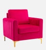 Luxurious Velvet Fabric Lounge Chair In Hot Pink Colour