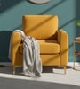 Luxurious Velvet Fabric Lounge Chair In Mustard Colour