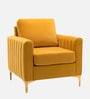 Luxurious Velvet Fabric Lounge Chair In Mustard Colour