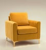 Luxurious Velvet Fabric Lounge Chair In Mustard Colour