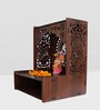 Luxurious Wooden Temple for Home, Office with Spacious Shelf & Inbuilt Focus Lights