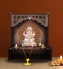 Luxurious Wooden Temple for Home with Spacious Shelf & Inbuilt Focus Lights