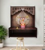 Luxurious Wooden Temple for Home with Spacious Shelf & Inbuilt Focus Lights