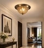 Luxury Crystal Flush Mount Ceiling Light   Satin Antique Brass Finish