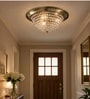 Luxury Crystal Flush Mount Ceiling Light   Satin Antique Brass Finish