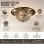 Luxury Crystal Flush Mount Ceiling Light   Satin Antique Brass Finish