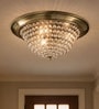 Luxury Crystal Flush Mount Ceiling Light   Satin Antique Brass Finish
