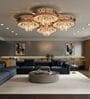 Luxury Crystal Flush Mount Rosegold Ceiling Chandelier with Remote