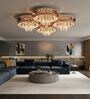 Luxury Crystal Flush Mount Rosegold Ceiling Chandelier with Remote