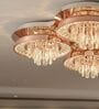 Luxury Crystal Flush Mount Rosegold Ceiling Chandelier with Remote