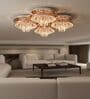Luxury Crystal Flush Mount Rosegold Ceiling Chandelier with Remote