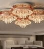 Luxury Crystal Flush Mount Rosegold Ceiling Chandelier with Remote