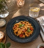 Drak Blue Ceramic Textured Serving Plate