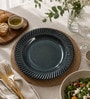 Drak Blue Ceramic Textured Serving Plate