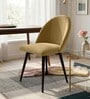 Modern Dining Chair With Iron Legs In Mustard Color