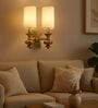 Luxury Double Gold Wall Light with Fabric Shades