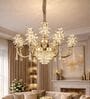 Luxury Gold Crystal Floral Chandelier with Teardrop Accents