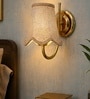 Luxury Gold Wall Mounted Light with Beige Jute Shade for Home & Cafe