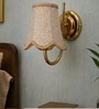 Luxury Gold Wall Mounted Light with Beige Jute Shade for Home & Cafe