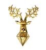 Luxury Golden Deer Wall Light with Geometric Hanging Lantern