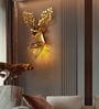 Luxury Golden Deer Wall Light with Geometric Hanging Lantern