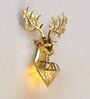 Luxury Golden Deer Wall Light with Geometric Hanging Lantern