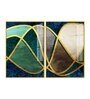 Luxury Golden Waves Line Art Acrylic Framed Art Panel (Set Of 2)
