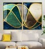 Luxury Golden Waves Line Art Acrylic Framed Art Panel (Set Of 2)