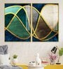 Luxury Golden Waves Line Art Acrylic Framed Art Panel (Set Of 2)