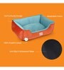 Luxury Medium Dog Bed in Orange & Aqua Colour with Washable Cover